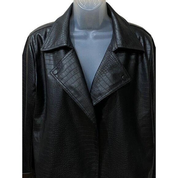 Marc New York New Black Crocodile Faux Leather Jacket With Notched Lapel - Picture 3 of 9